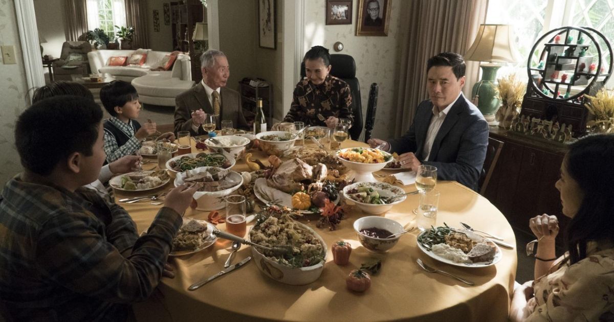 Fresh off The Boat The Day After Thanksgiving the characters sit around the table in front of a feast