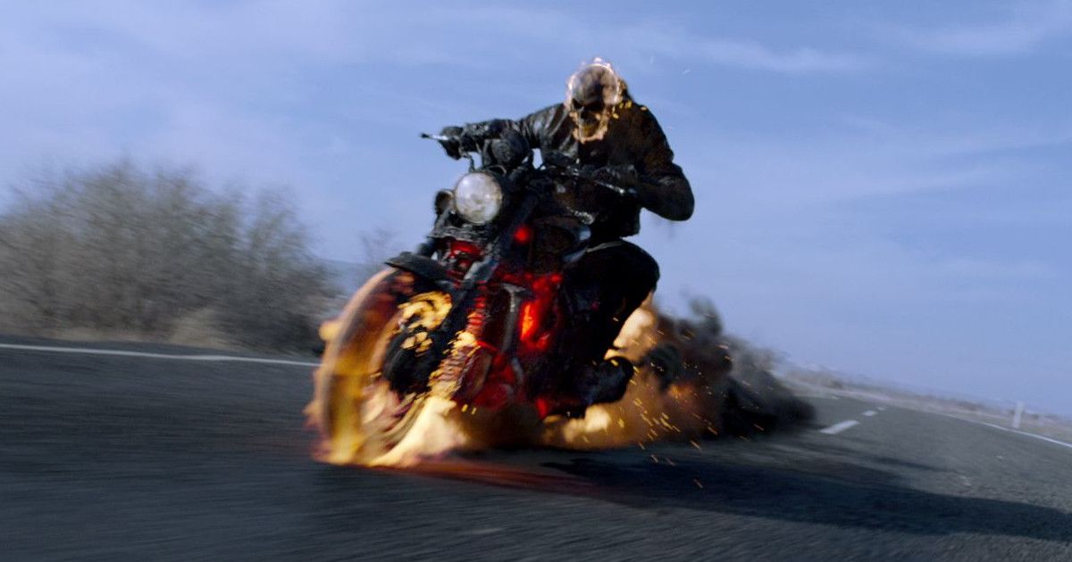 Ghost Rider gives chase on a highway