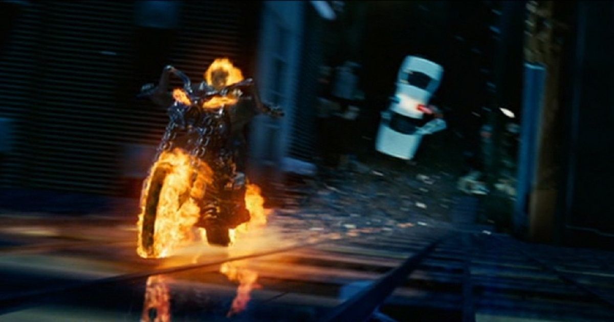 Ghost Rider CGI building crawl