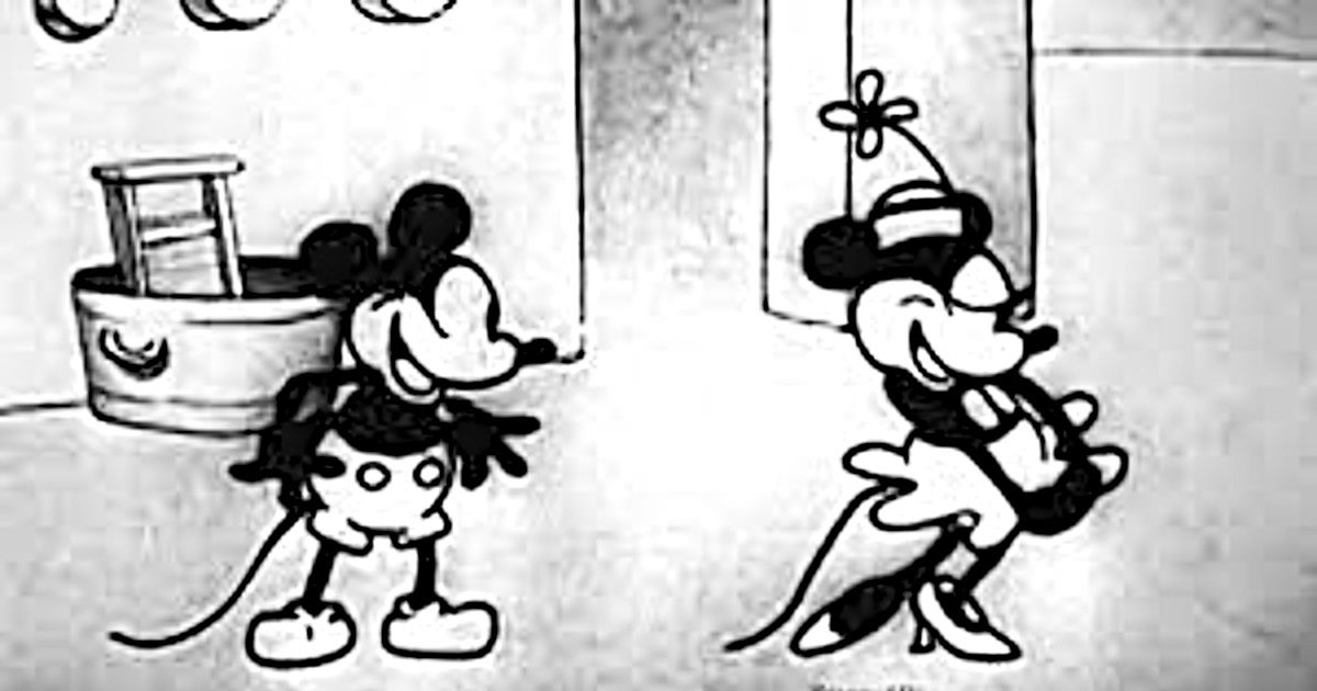 Minnie and Mickey Mouse in Steamboat Willie