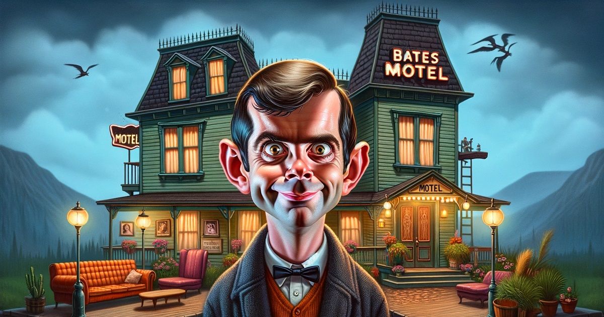 Psycho caricature featuring likeness of Anthony Perkins