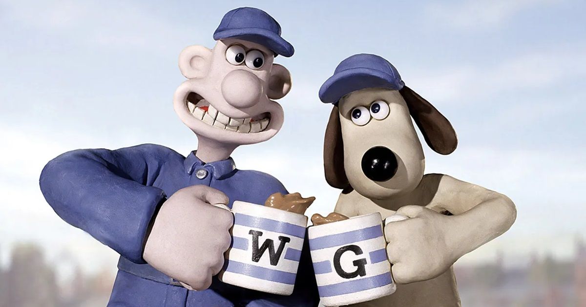 Wallace and Gromit celebrate a job well done.