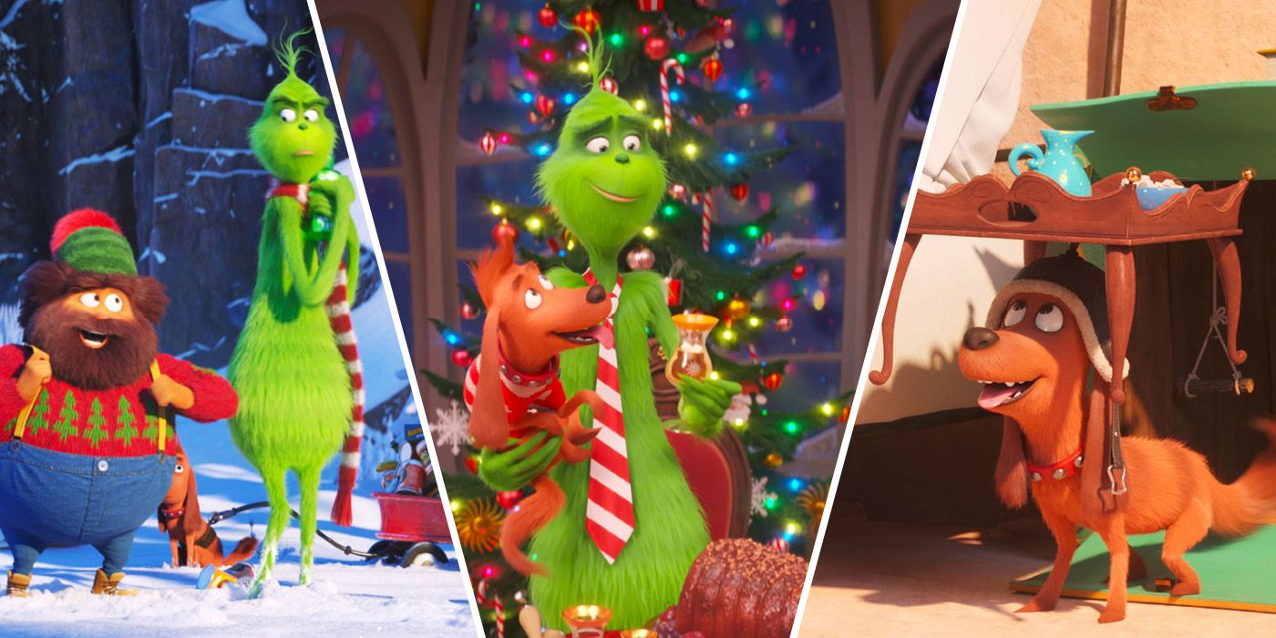 Split-screen image of different scenes in The Grinch