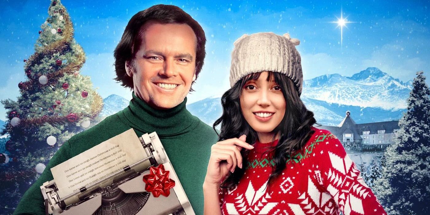 A fan poster of The Shining as a Hallmark Christmas movie with Jack Nicholson and Shelley Duvall