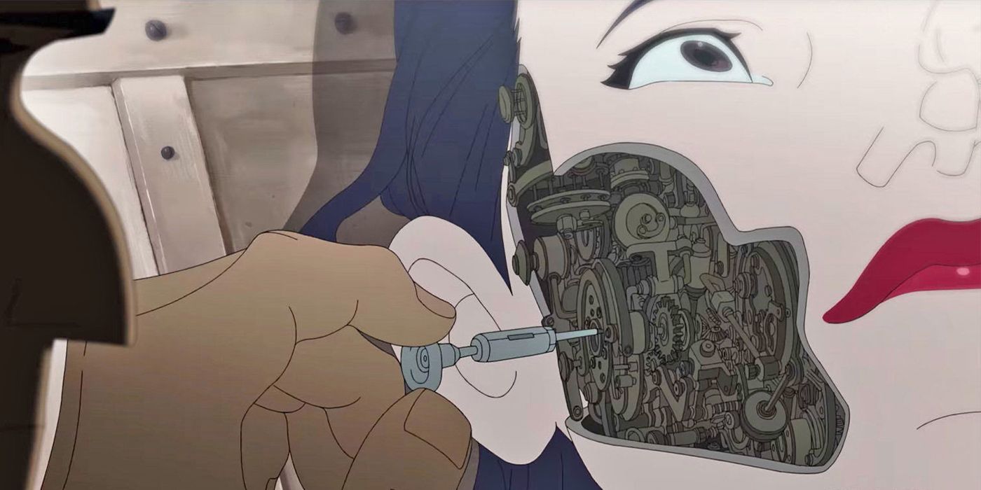 A robot woman getting surgery on her face in Love Death and Robots
