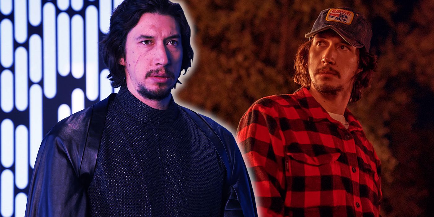 Adam Driver as Kylo Ren in Star Wars and in Logan Lucky
