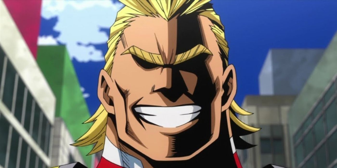 All Might has a big smile on his face