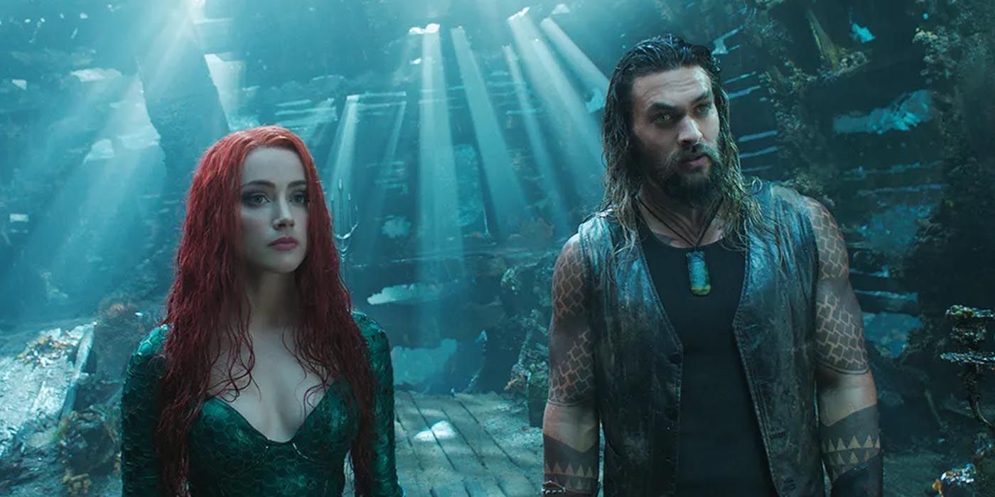 Jason Moma as Aquaman and Amber Heard as Mera in Aquaman and the Lost Kingdom