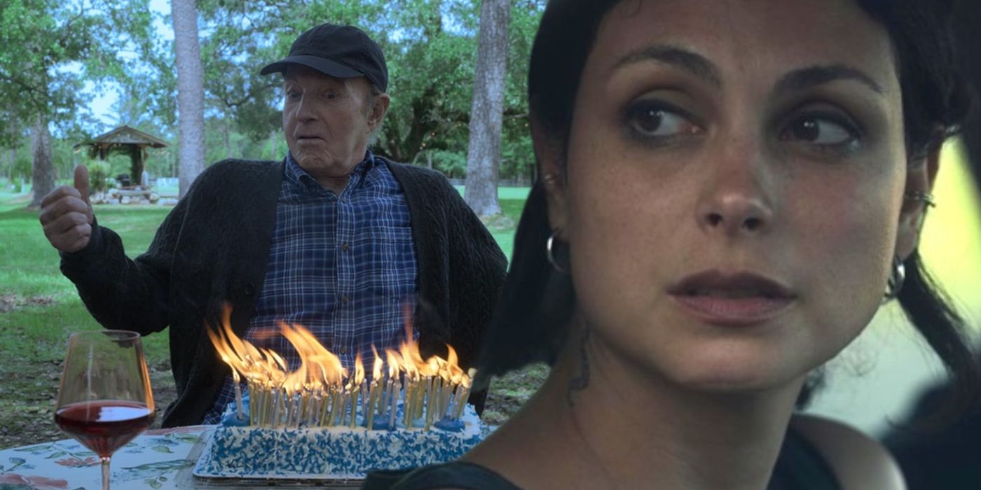 Morena Baccarin and James Caan in the action thriller Fast Charlie.