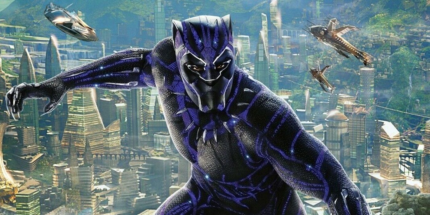 Black Panther fighting for Wakanda in the first Black Panther movie.