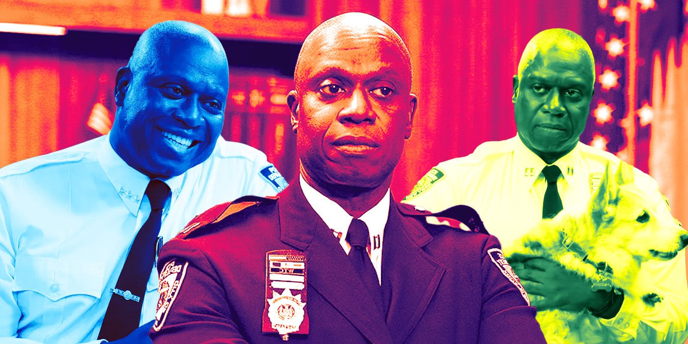 A collage of Andre Braugher as Captain Holt from Brooklyn Nine-Nine