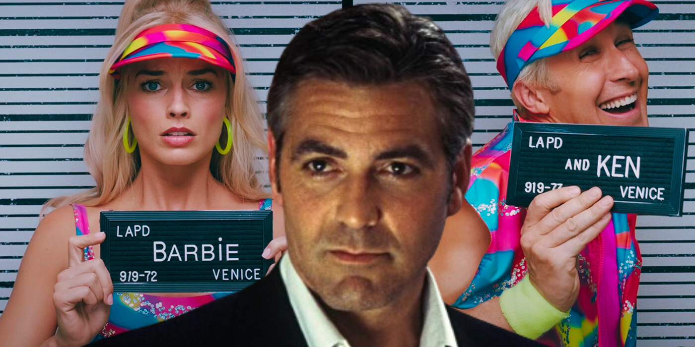 George Clooney in Ocean's Eleven alongside Margot Robbie and Ryan Gosling in Barbie.