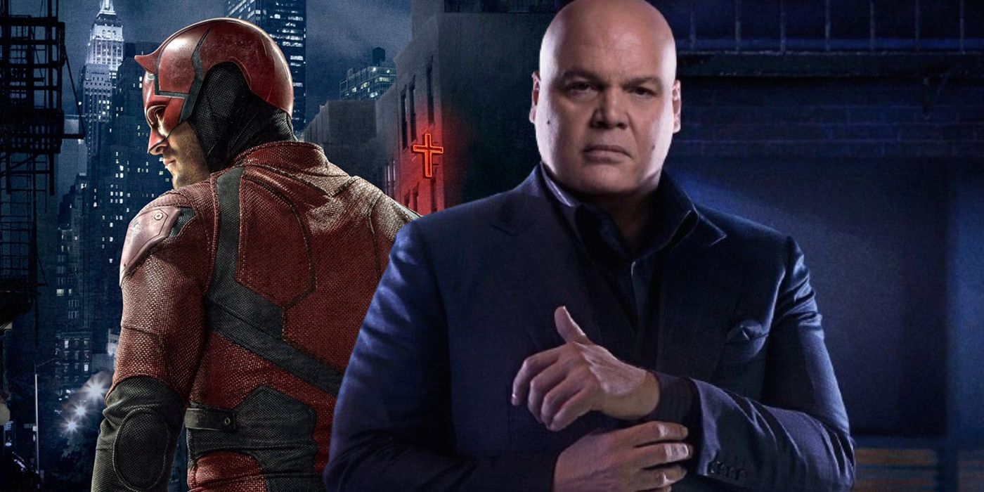 Charlie Cox as Daredevil alongside Vincent D'Onofrio as Wilson Fisk aka Kinngpin in Daredevil.