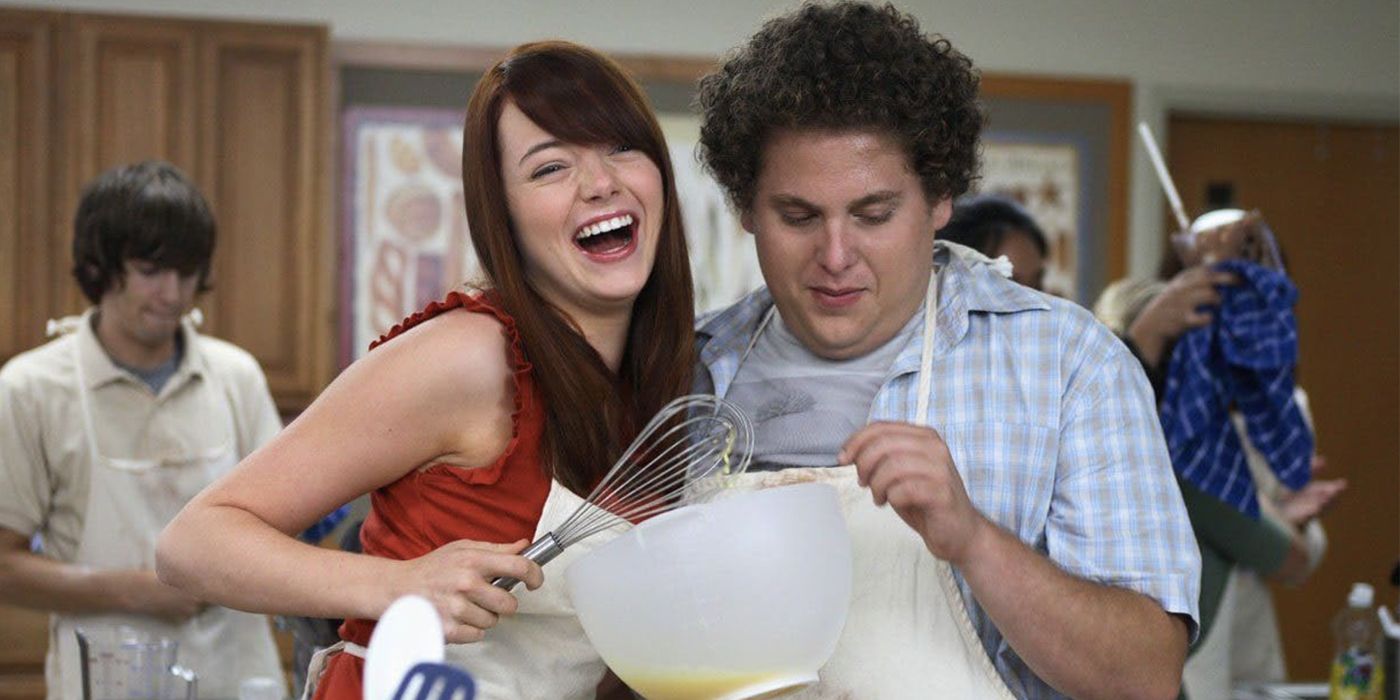 Emma Stone as Jules and Jonah Hill as Seth in  Superbad