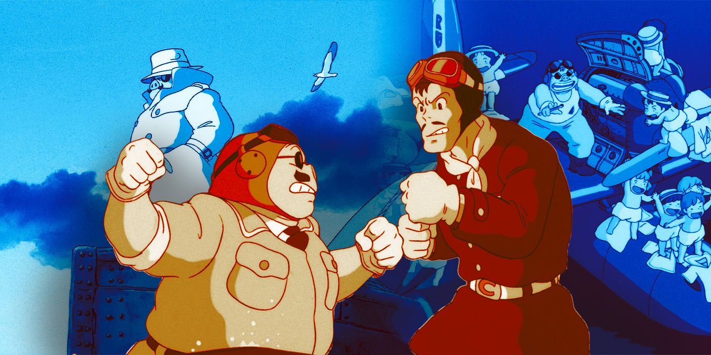 Porco Rosso and Donald Curtis fighting in Porco Rosso