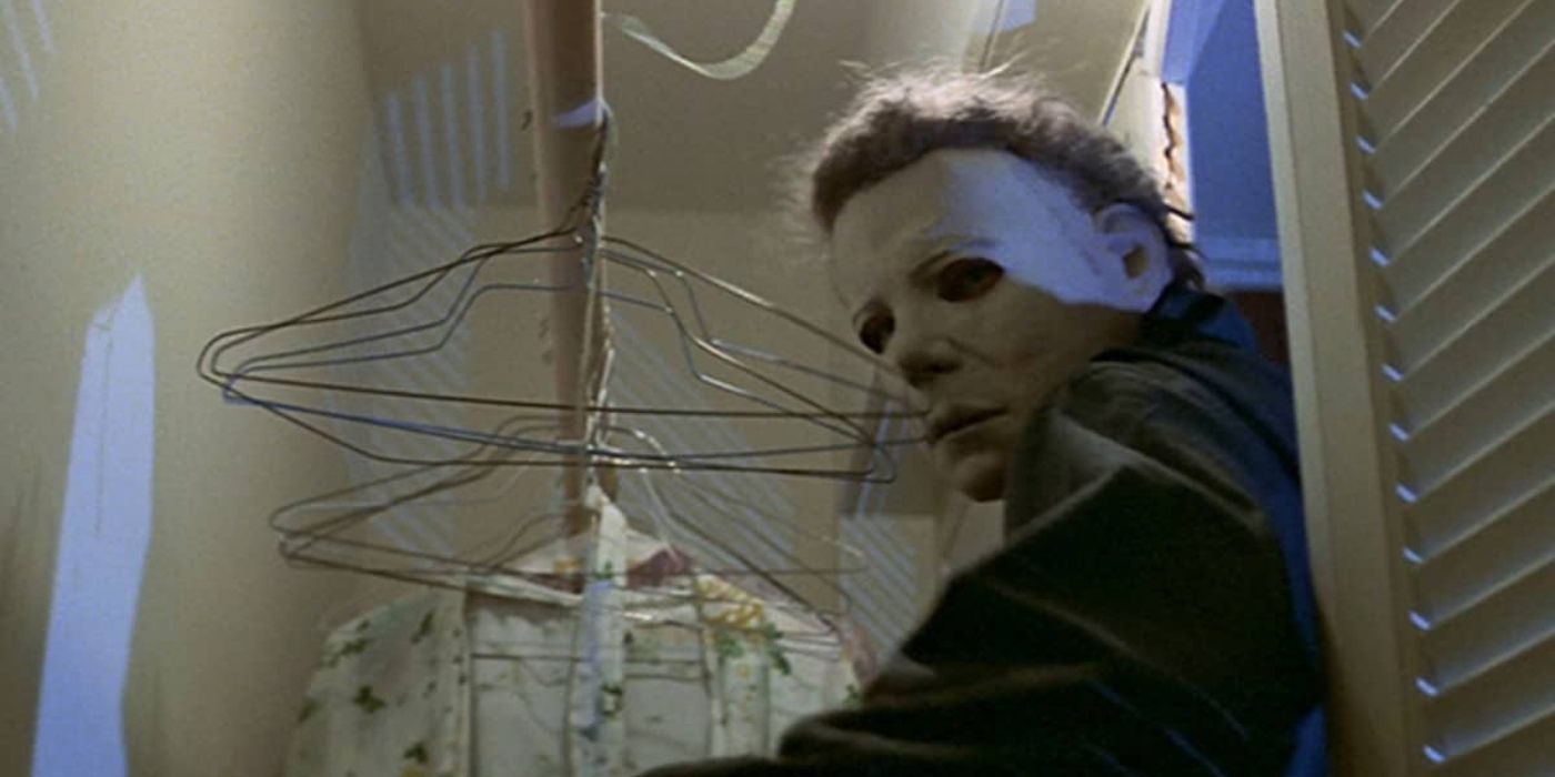 Michael myers crashes through a closet in halloween from 1978