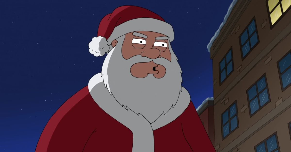 Papai Noel aparece perto de um prédio em Uma Família da Pesada