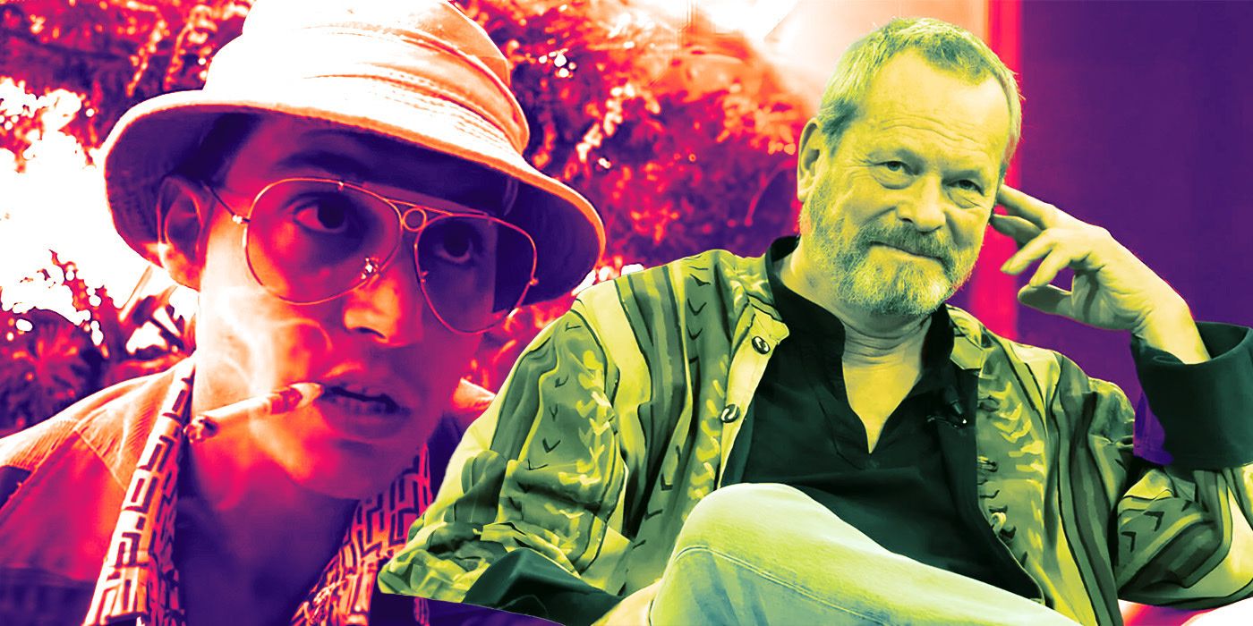 Johnny Depp from Fear and Loathing in Las Vegas (1998) and Terry Gilliam sitting