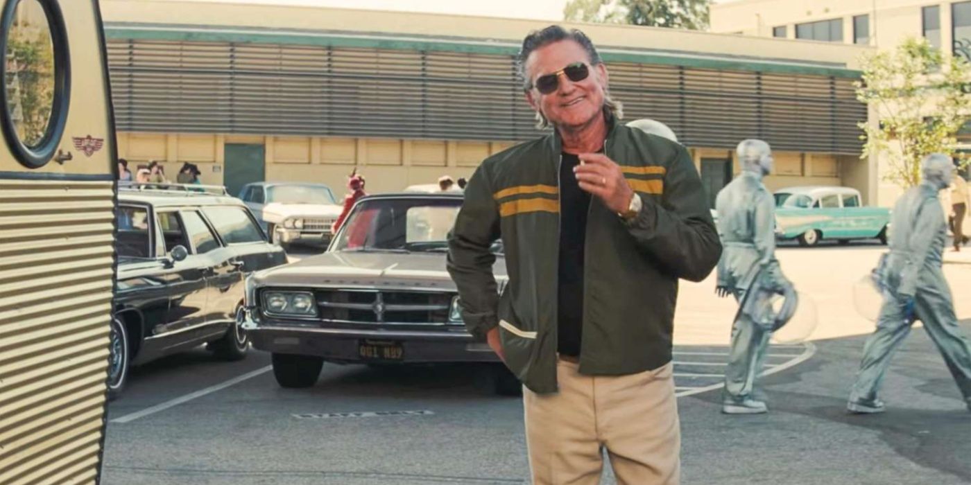 Kurt Russell as a grinning stunt coordinator in Once Upon a Time in Hollywood