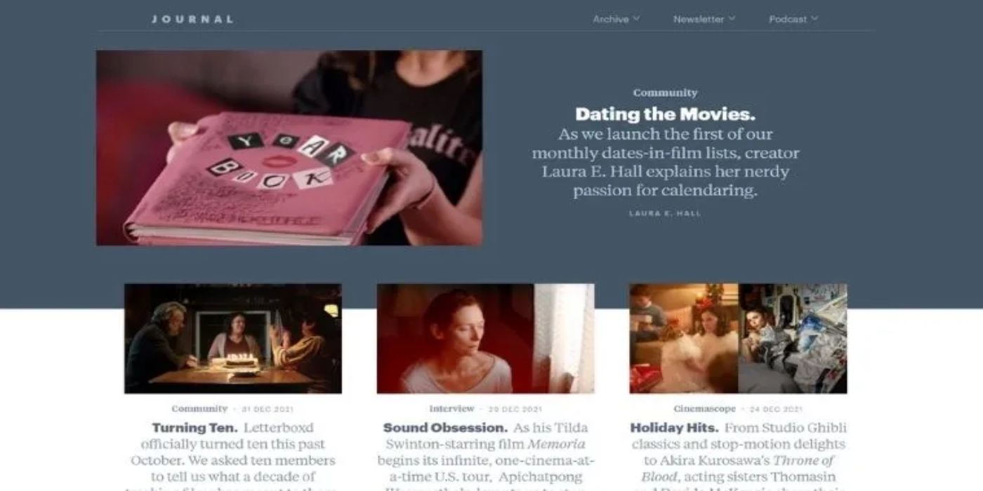 A screenshot from Letterboxd Journal