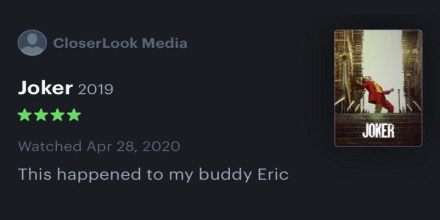 Funny Letterboxd review by Closer Look Media on Joker (2019)