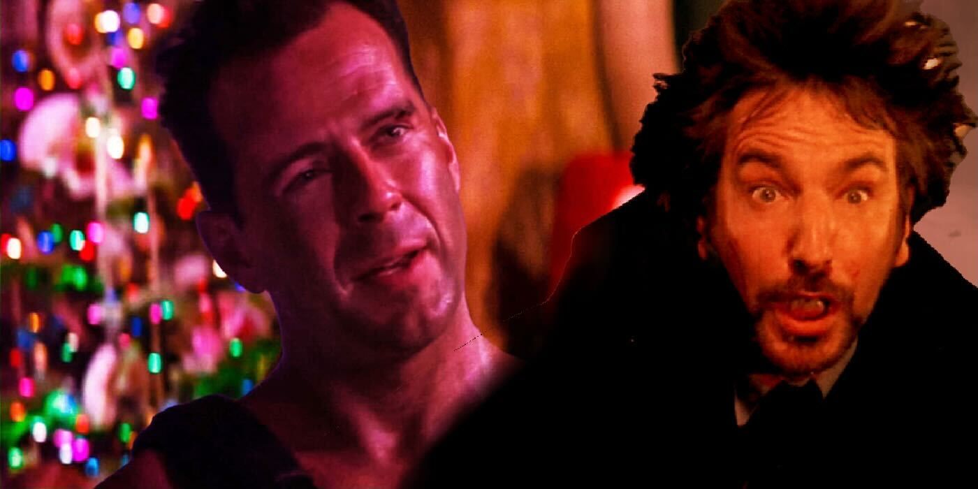 Bruce Willis as John McClane and Alan Rickman as Hans Gruber in Die Hard