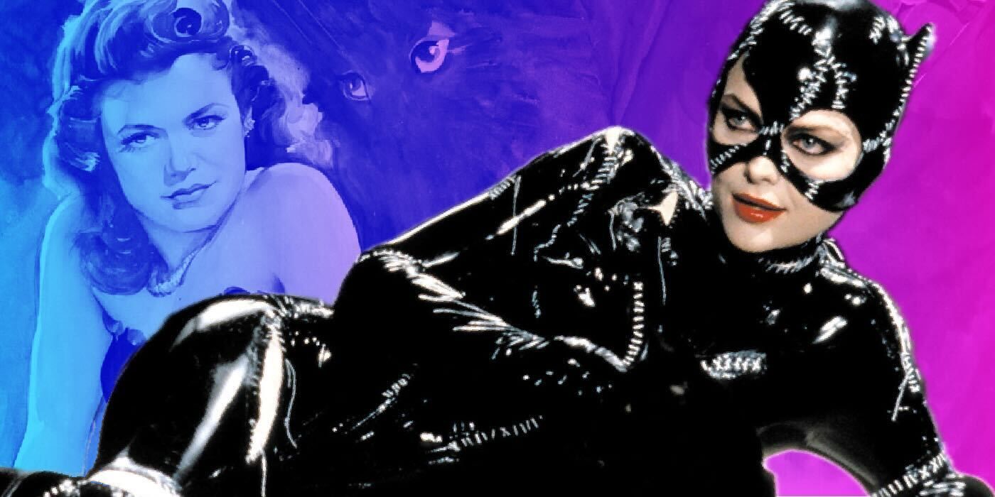 Michelle Pfeiffer as Catwoman in Batman Returns and a promo from 1942 movie Cat People