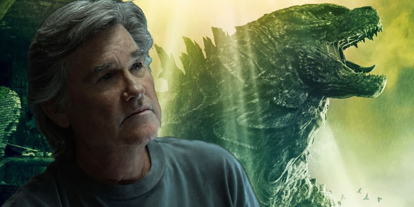 Kurt Russell as Lee Shaw with Godzilla from Monarch Legacy of Monsters