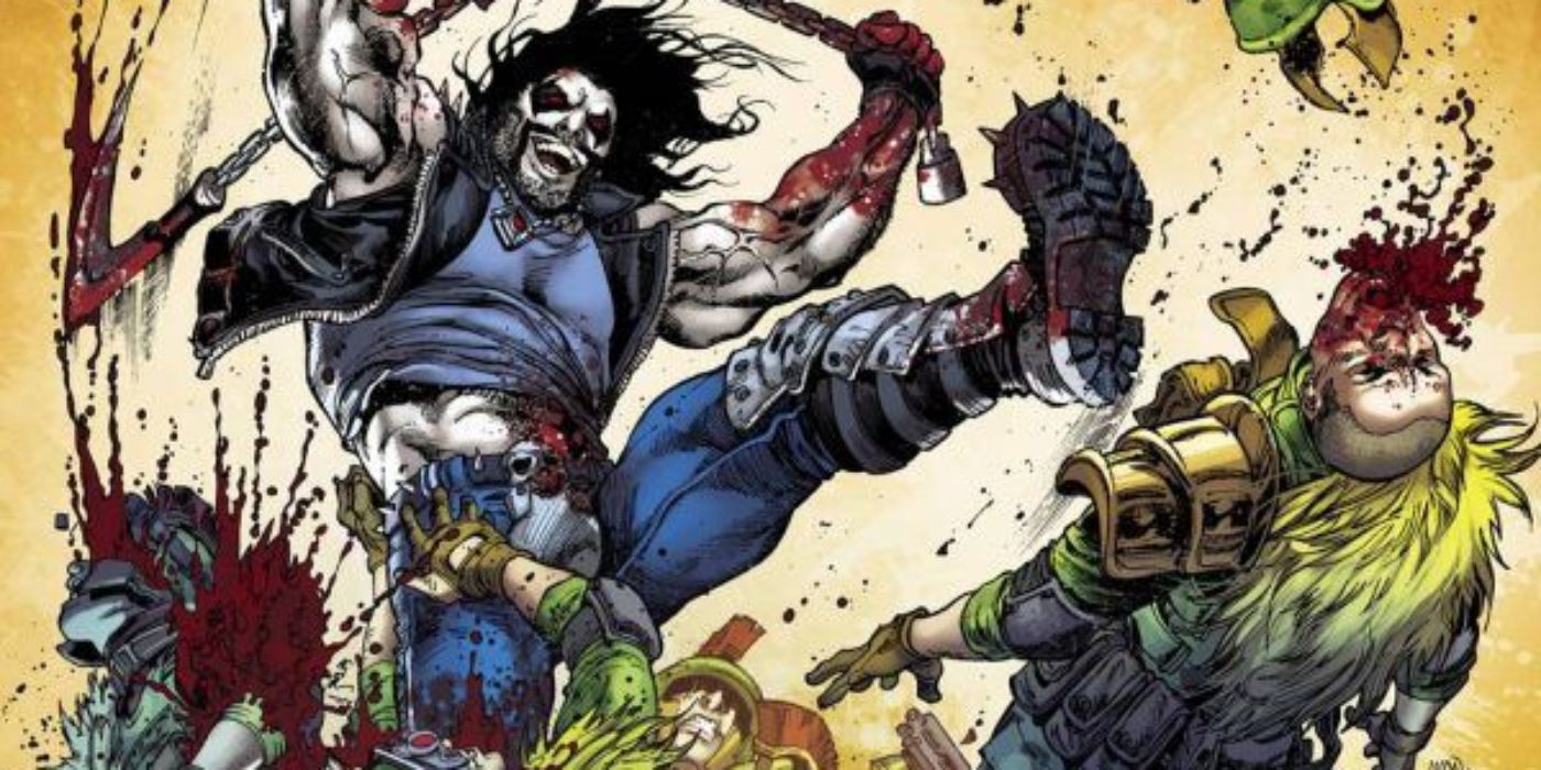 Lobo Brutally Battling Armed Soldiers in Justice League of America