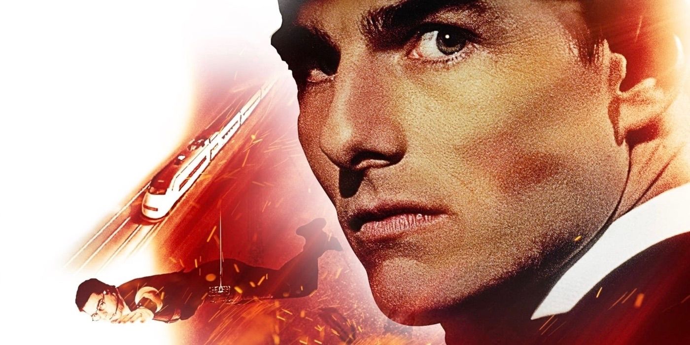 Tom Cruise as Ethan Hunt looking toward the camera in a poster for Mission: Impossible