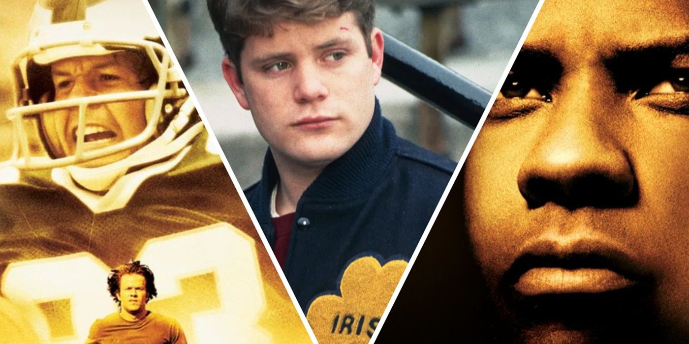 Split-screen image of Invincible, Rudy, and Remember the Titans