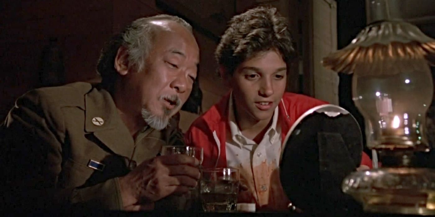 Mr. Miyagi and Daniel in The Karate Kid
