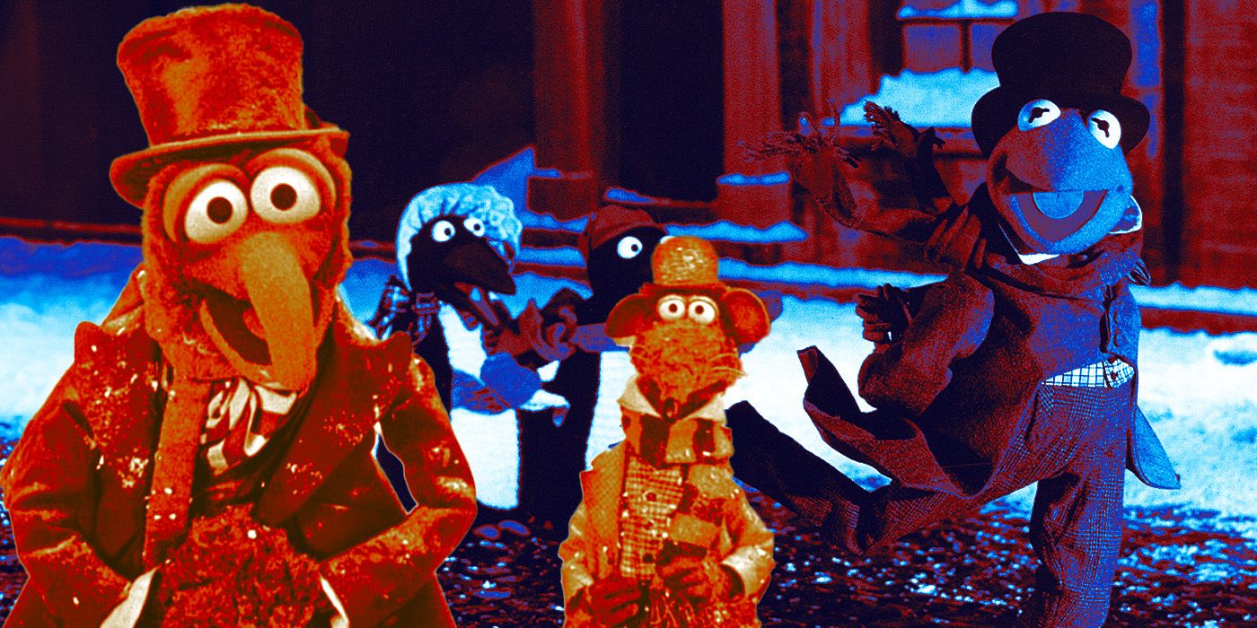 Muppet characters dressed in winter clothes smiling in The Muppet Christmas Carol