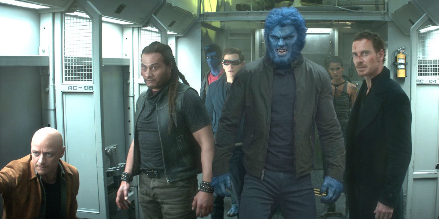 Nicholas Hoult as Beast in X-Men, with blue fur, wearing pants and a jacket.