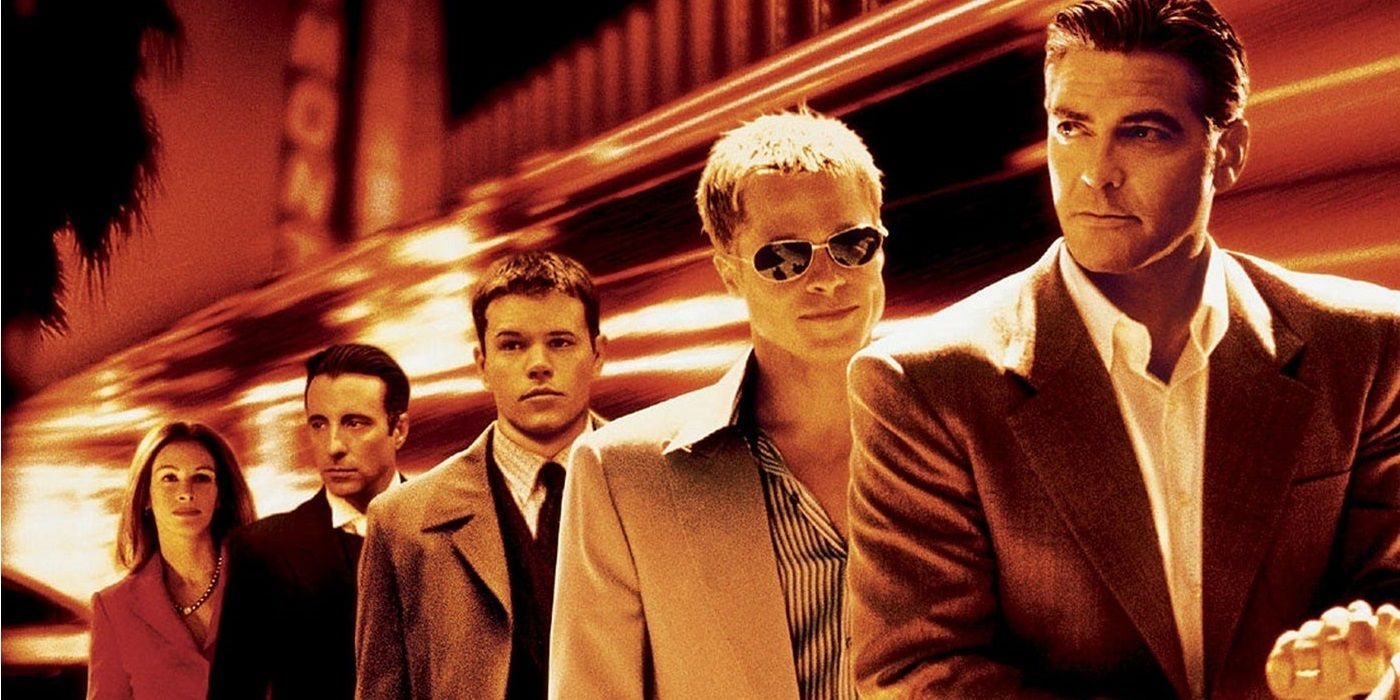 George Clooney, Brad Pitt, Matt Damon & more in Ocean's Eleven.