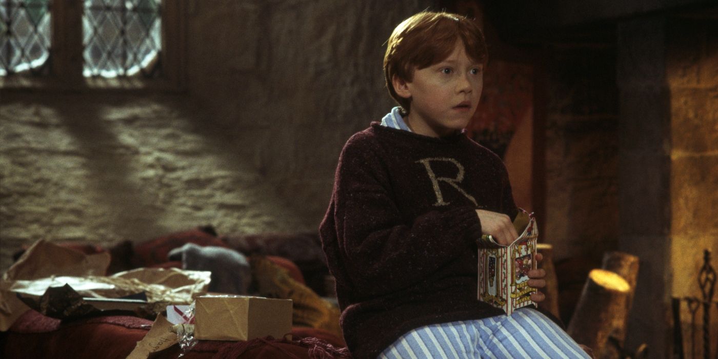 Ron eats candy he got for christmas in harry potter and the philosopher's stone