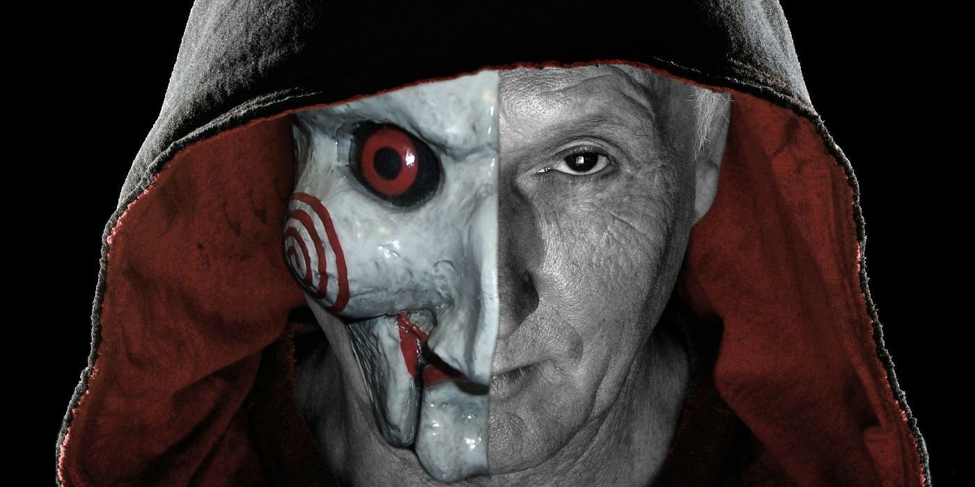 Tobin Bell as Jigsaw with half of his face taken over by Billy.