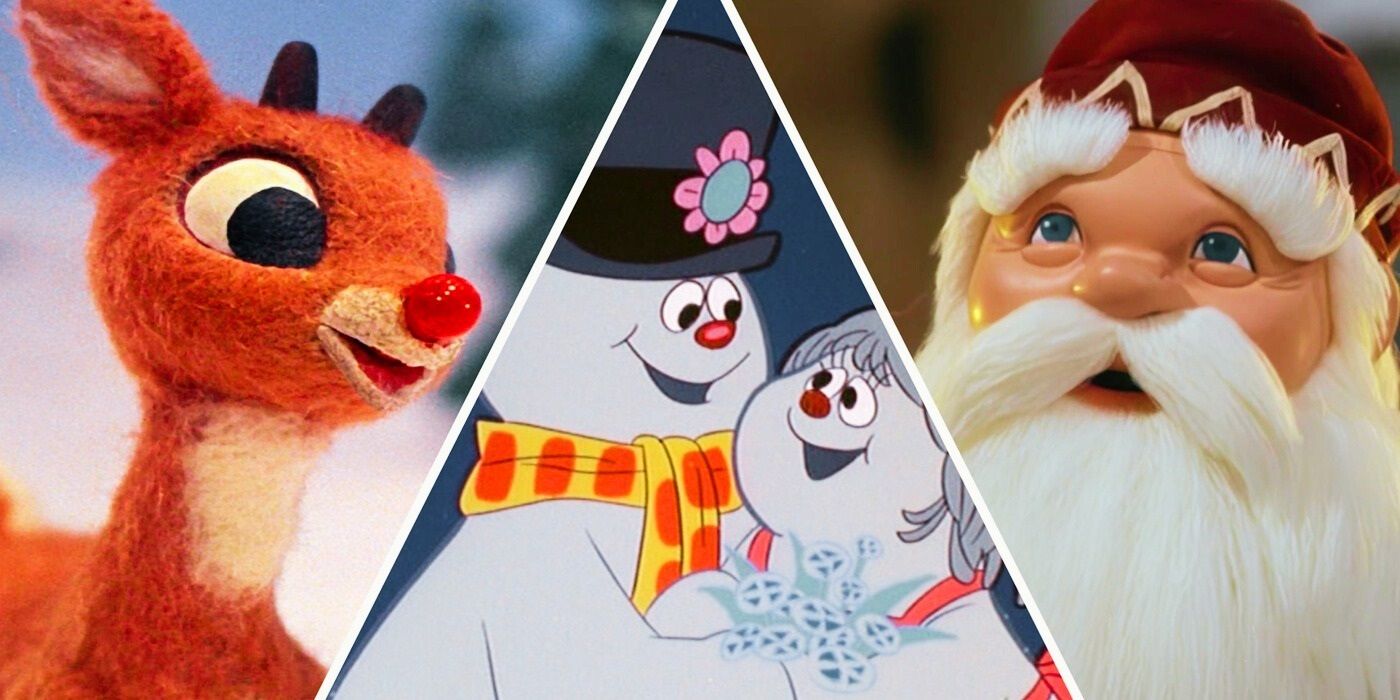 Rankin/Bass Entertainment scenes of Rudolph, Frosty, and Santa Claus