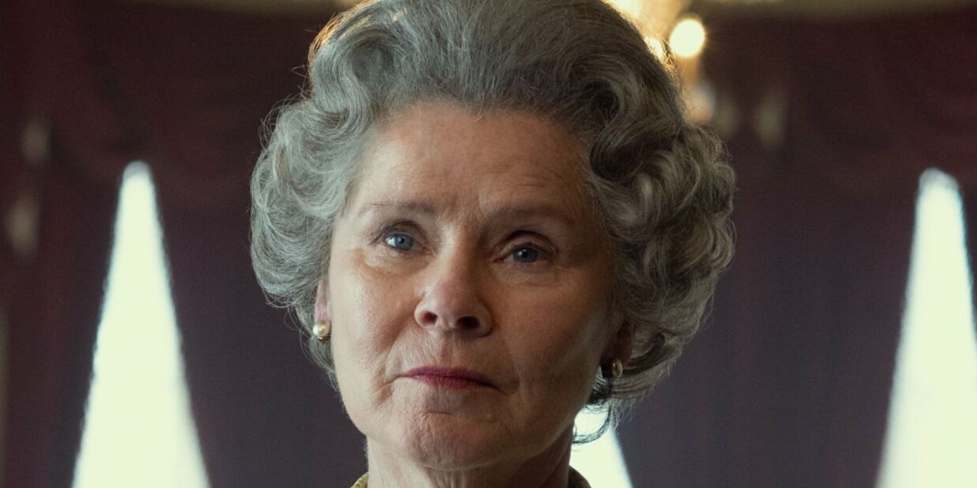 A close-up of Imelda Staunton as Queen Elizabeth II