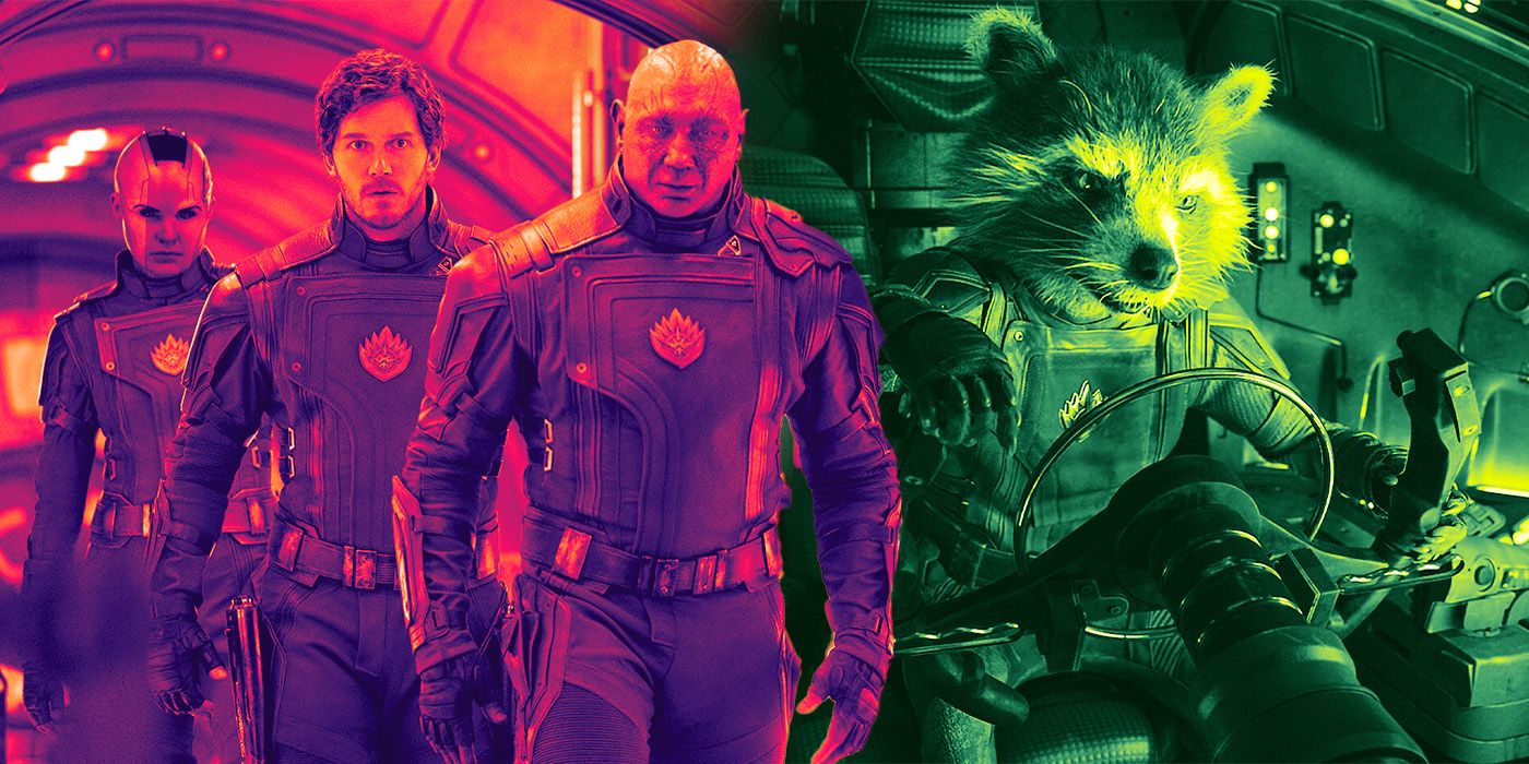 Chris Pratt, Karen Gillan, and Dave Bautista, as Peter, Nebula, and Drax, in Guardians of the Galaxy