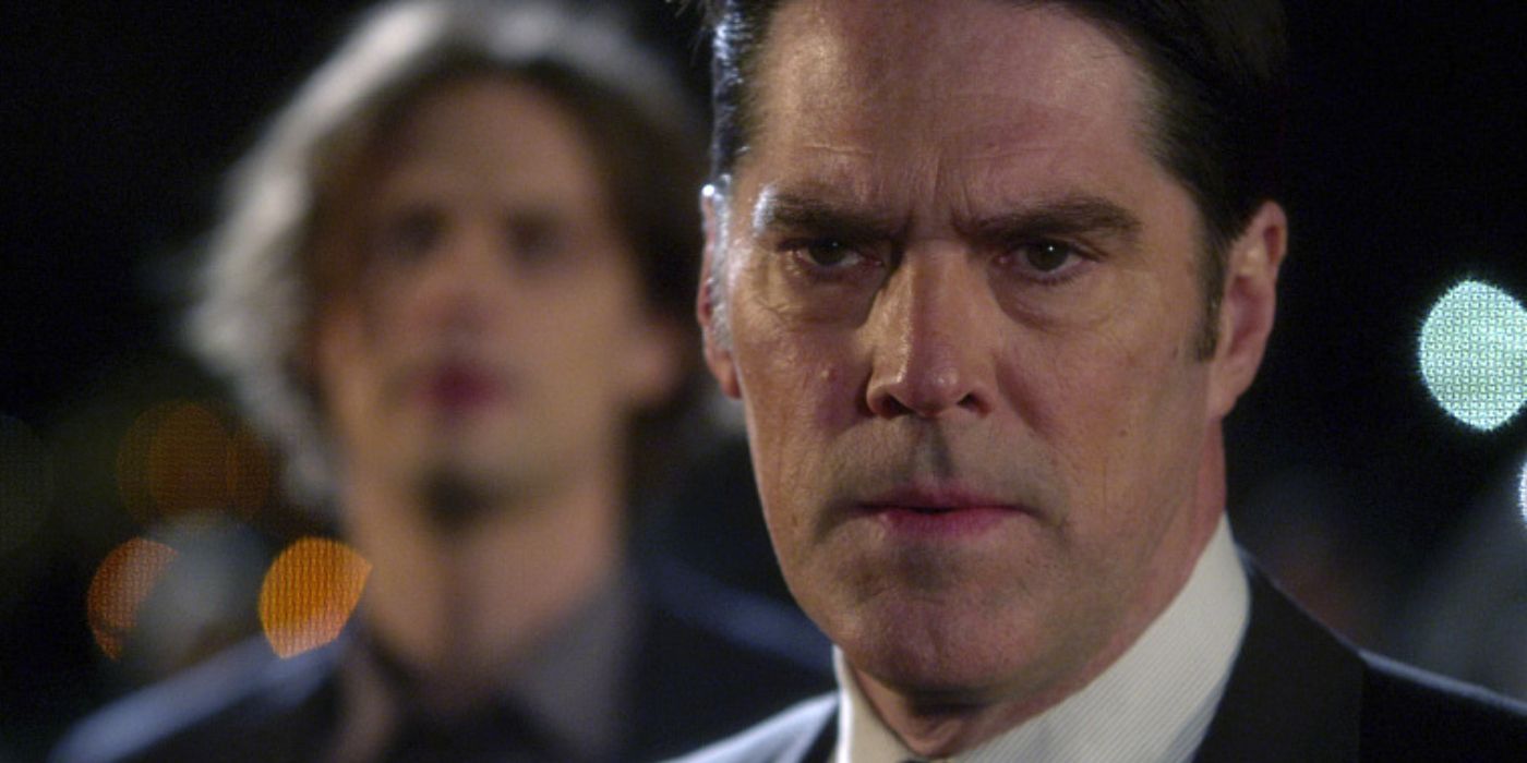 Thomas Gibson as Hotchner and Matthew Gray Gubler as Reid in Criminal Minds
