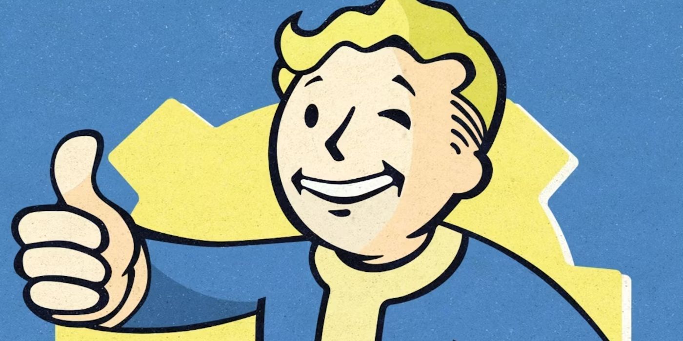 Vault Boy da franquia Fallout Game piscando e fazendo sinal de positivo