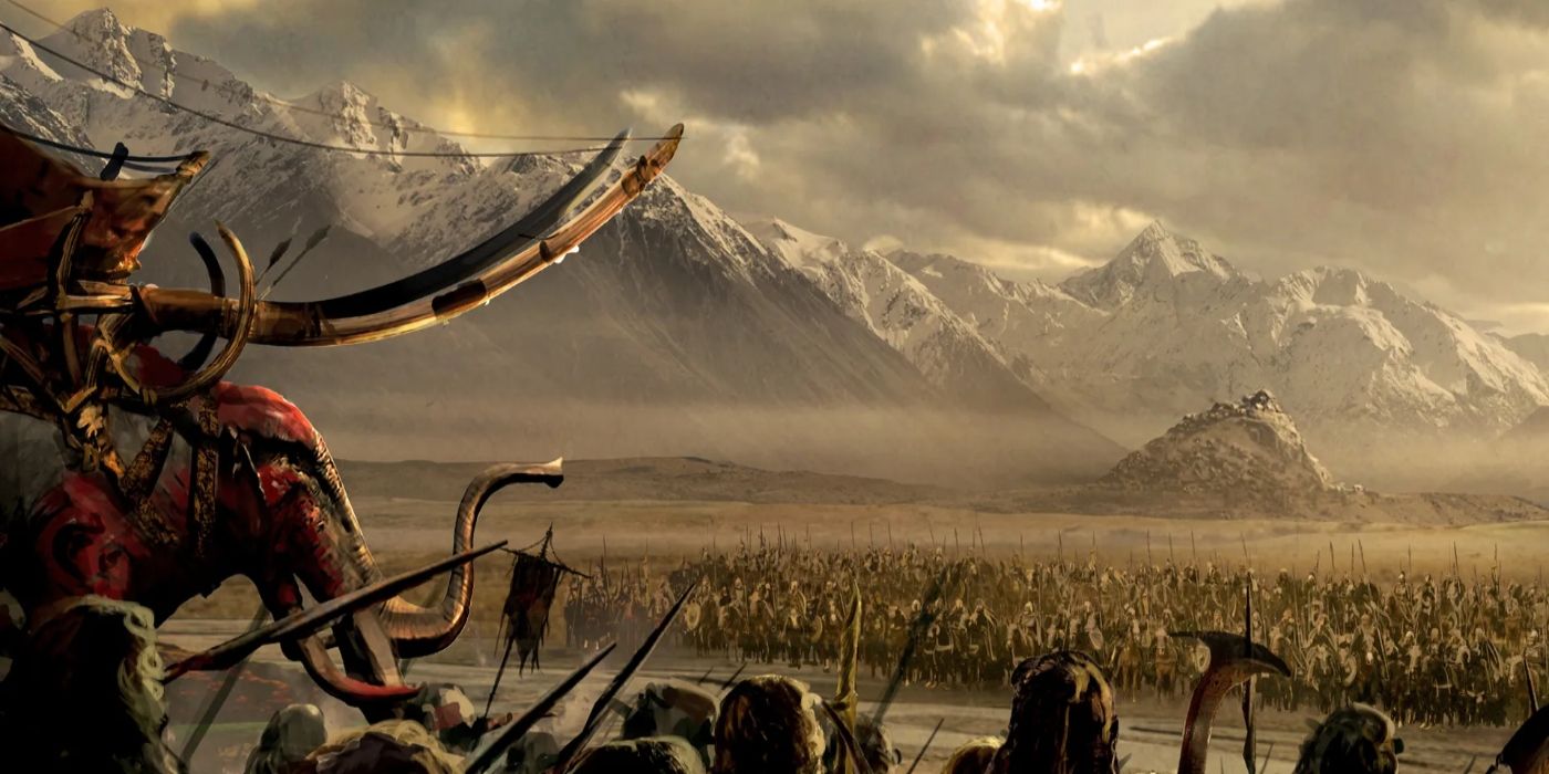 Concept art of a battle in Rohan in The Lord of the Rings: The War of the Rohirrim