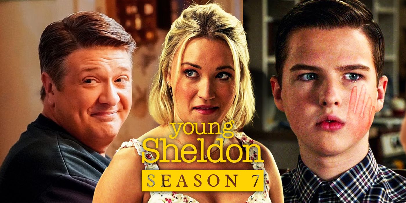 Ian Armitage as Sheldon Cooper, Lance Barber as George Cooper Sr, and Emily Osment as Mandy McAllister in Young Sheldon