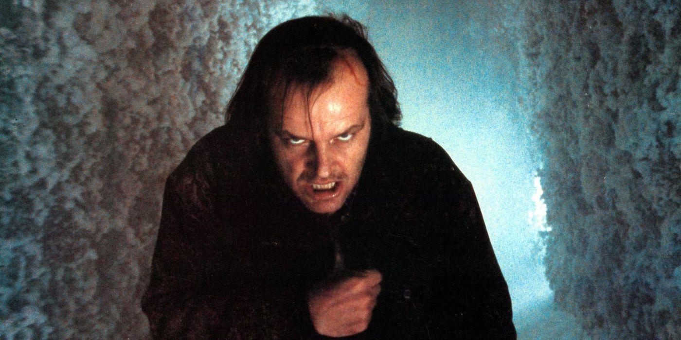 Jack Nicholson in The Shining in the labyrinth hedge maze cold and hunting his son