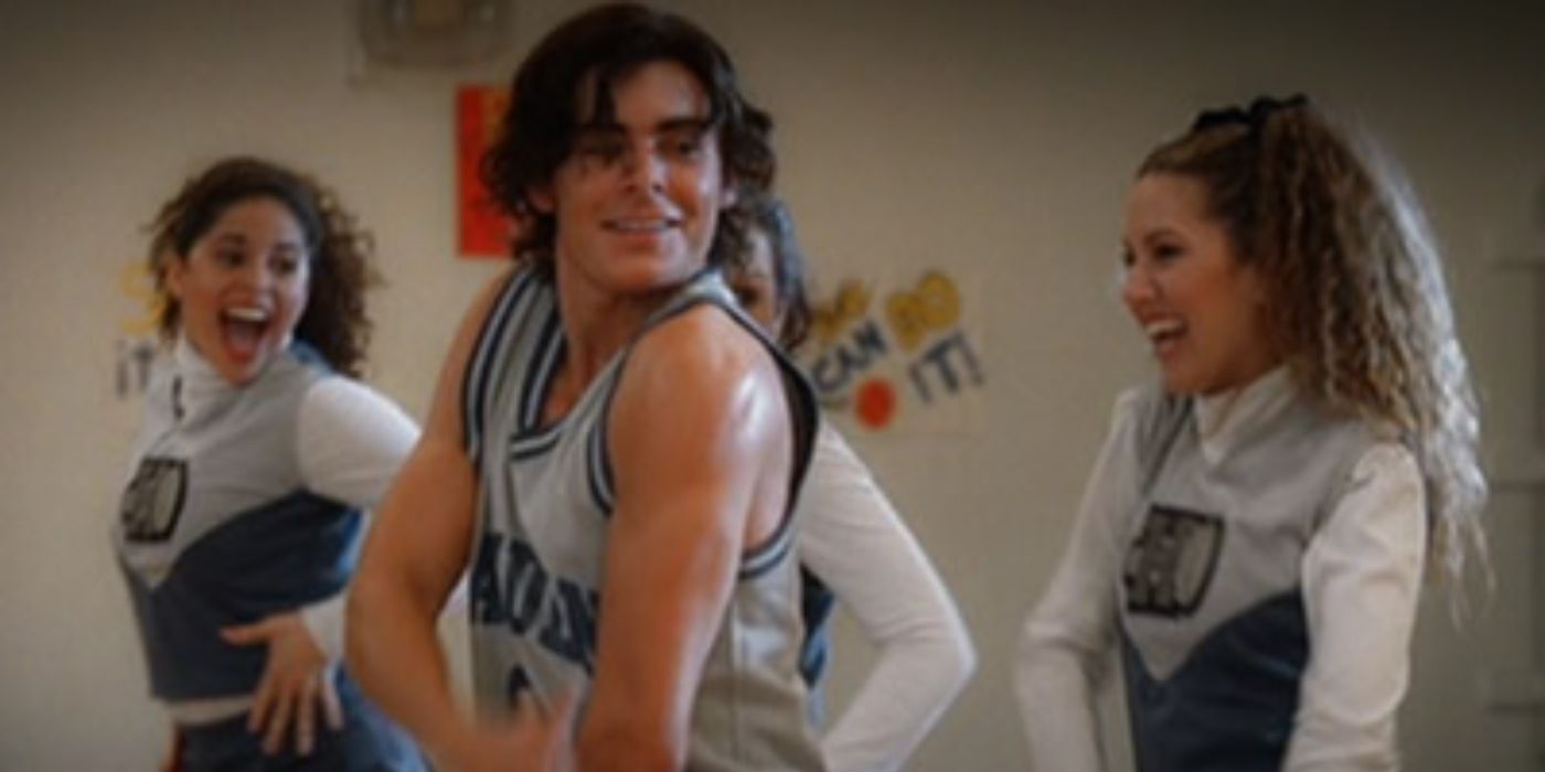 Zac Efron dancing with the cheerleaders in 17 Again