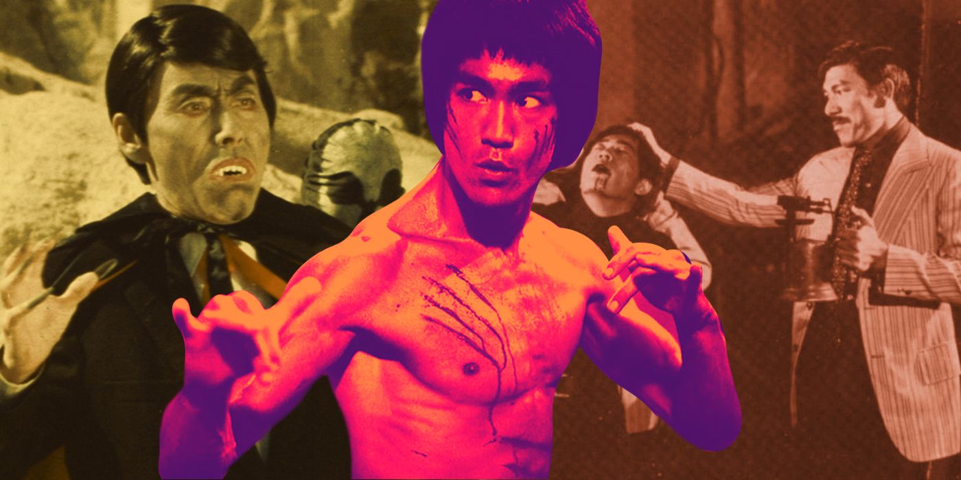 An edited image of The Dragon Lives Again, Bruce Lee, and Exit the Dragon, Enter the Tiger