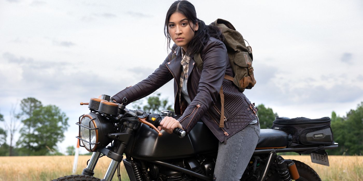 Alaqua Cox on a motorcycle in the MCU series Echo