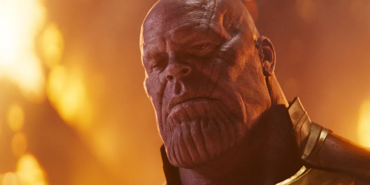 Thanos appears by fire in Avengers: Infinity War