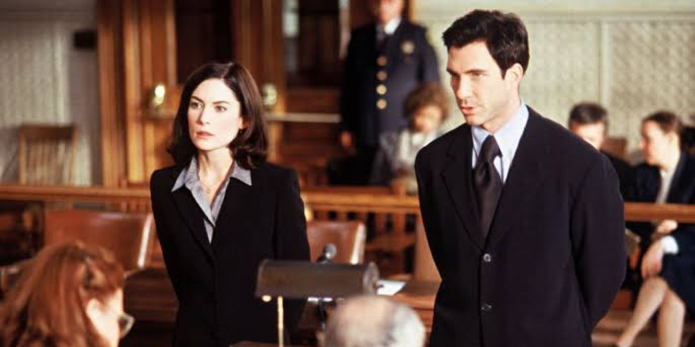 Dylan McDermott as Bobby Donnell in a courtroom scene from The Practice 